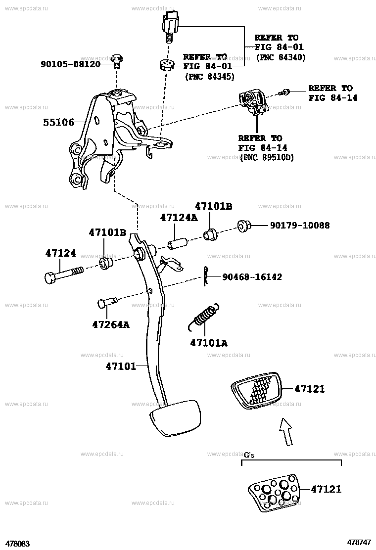 Toyota Genuine 47101-20540 Brake Pedal Sub Assembly