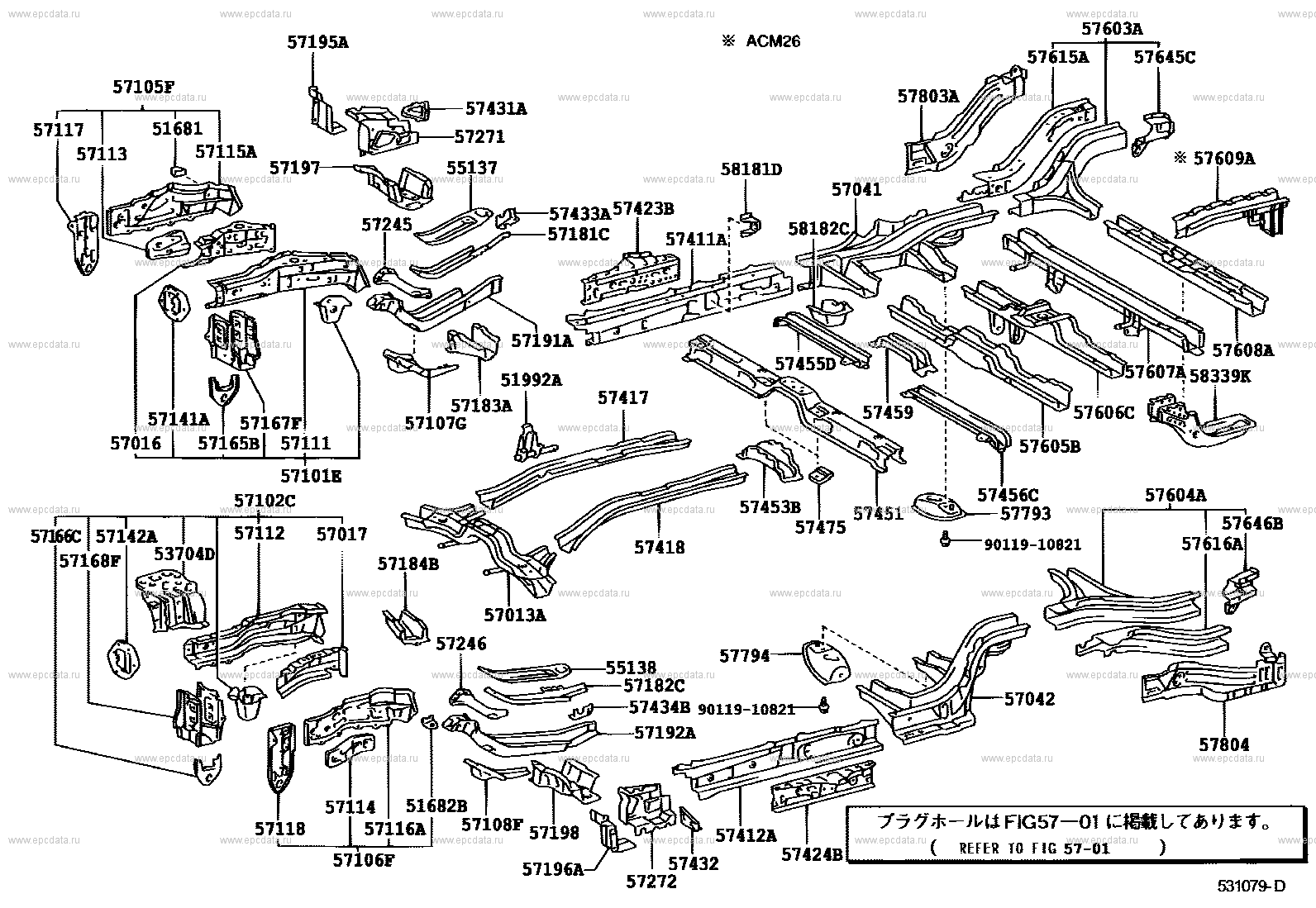 Floor side member for Toyota Ipsum ACM26W - Auto parts Floor side member for Toyota Ipsum ACM26W - Auto parts