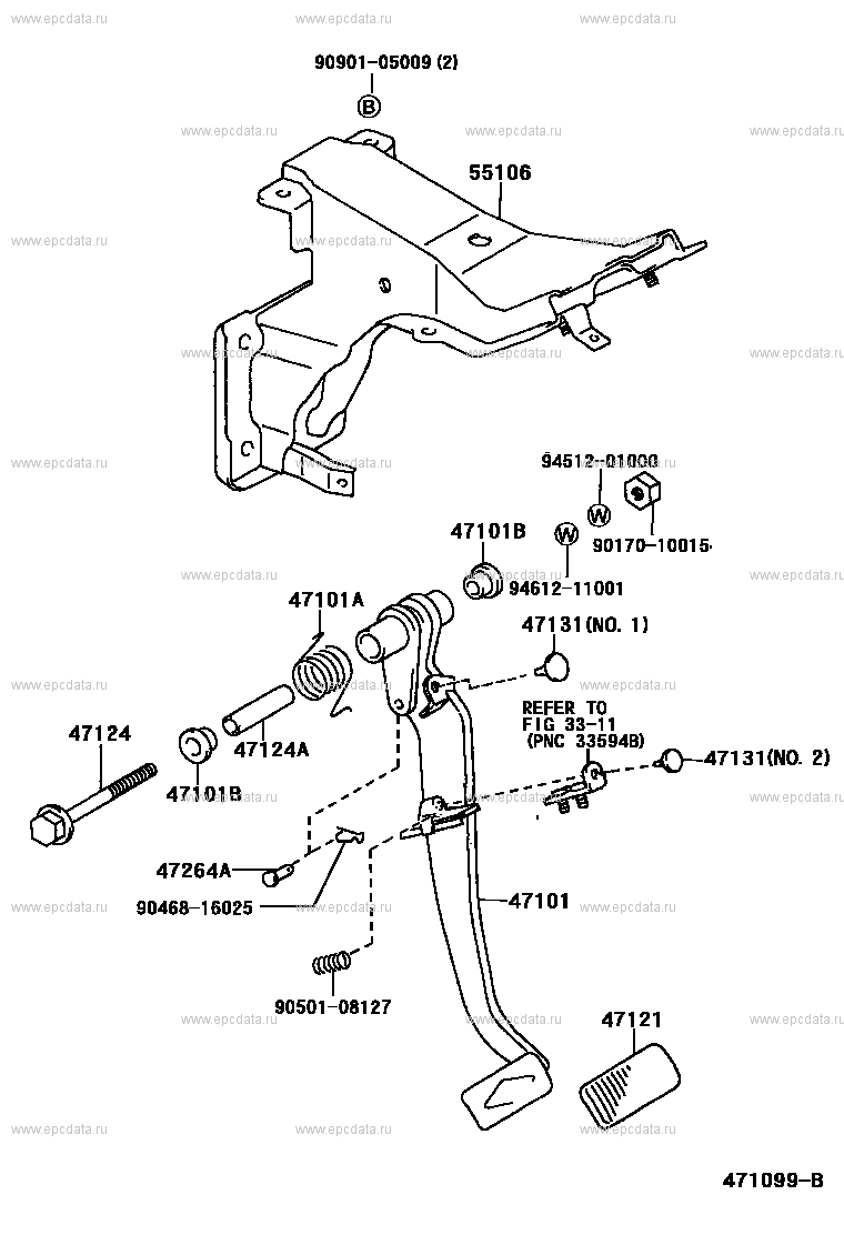TOYOTA Genuine 47101-02520 Brake Pedal Sub Assembly